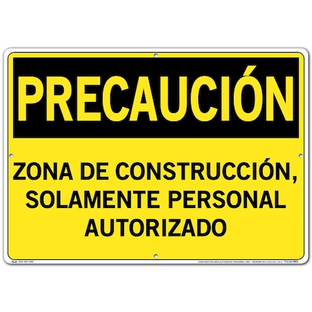 Vestil Aluminum Composite Sign, 14-1/2" Height, 20-1/2" Width, Aluminum Composite, Rectangle, Spanish SI-C-65-E-AC-130-S